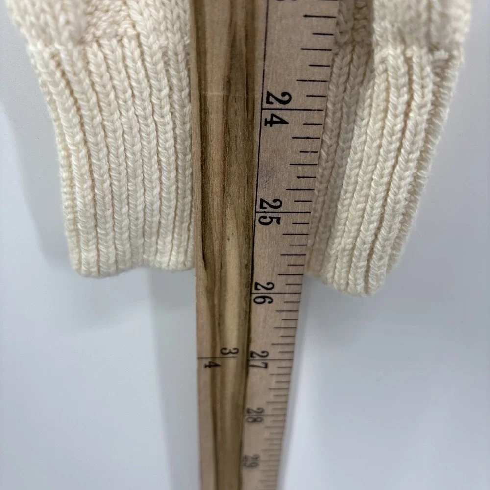 Talbots Women Cardigan Long Sweater Ivory Wooden Button Accent Wool Blend Medium